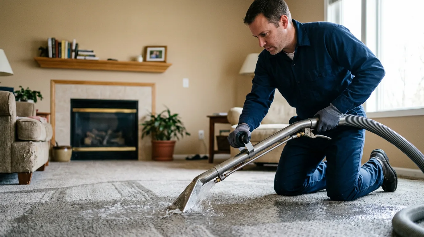 Water damage restoration technician working near Peak, SC